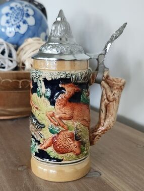 Marzi & Remy Vintage Ceramic Stein Hunter's Joy featuring fox handle MR 722 Era